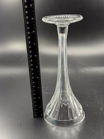 Vintage New Martinsville Fluted Trumpet Shelf Support Vase, Ribbed Clear Glass Shelf Divider Bud Vase, Starburst Base