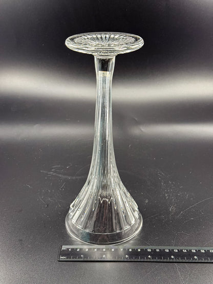 Vintage New Martinsville Fluted Trumpet Shelf Support Vase, Ribbed Clear Glass Shelf Divider Bud Vase, Starburst Base