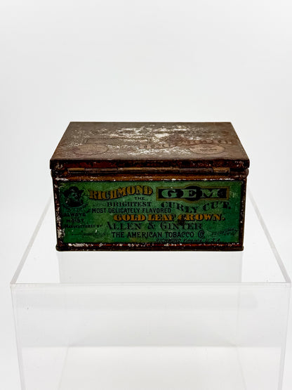 Antique Richmond Gem Curly Cut Tobacco Advertising Tin, Allen & Ginter American Tobacco Co., Empty Hinged Lid Tin