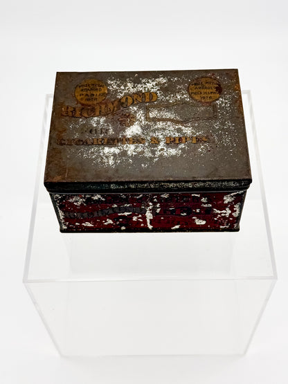 Antique Richmond Gem Curly Cut Tobacco Advertising Tin, Allen & Ginter American Tobacco Co., Empty Hinged Lid Tin