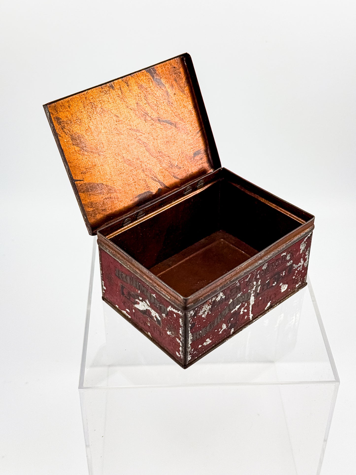 Antique Richmond Gem Curly Cut Tobacco Advertising Tin, Allen & Ginter American Tobacco Co., Empty Hinged Lid Tin