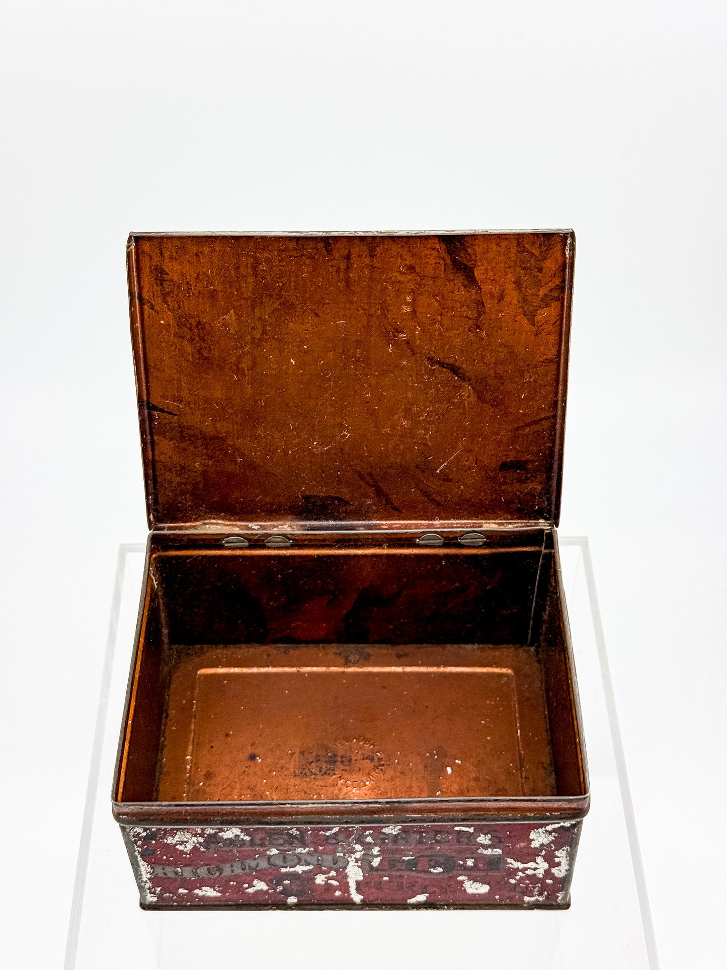 Antique Richmond Gem Curly Cut Tobacco Advertising Tin, Allen & Ginter American Tobacco Co., Empty Hinged Lid Tin