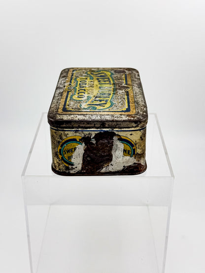 Antique Sweet Burley Fine Cut Tobacco Tin, Standard of the World 25 Cents, Vintage Advertising Hinged Lid Tin