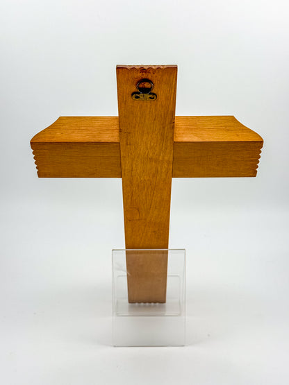 Vintage Catholic Sick Call Last Rites Crucifix Set, Wood Cross with Hidden Compartment, Holy Water Bottle and Beeswax Candles
