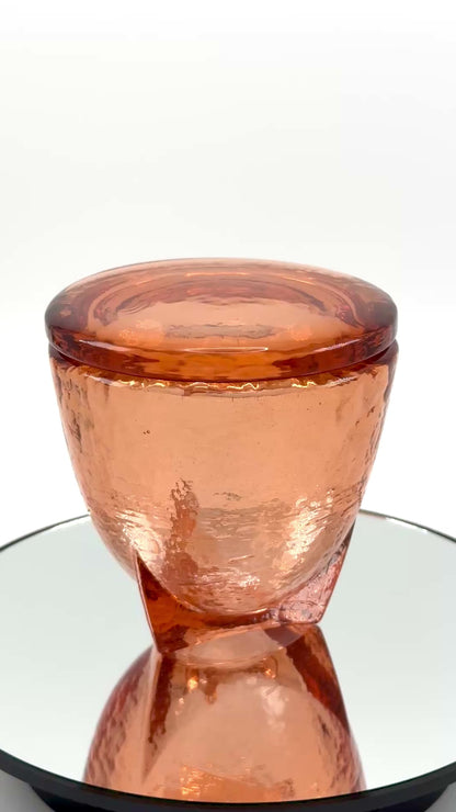 Vintage Fire & Light Footed Jar with Lid - Copper