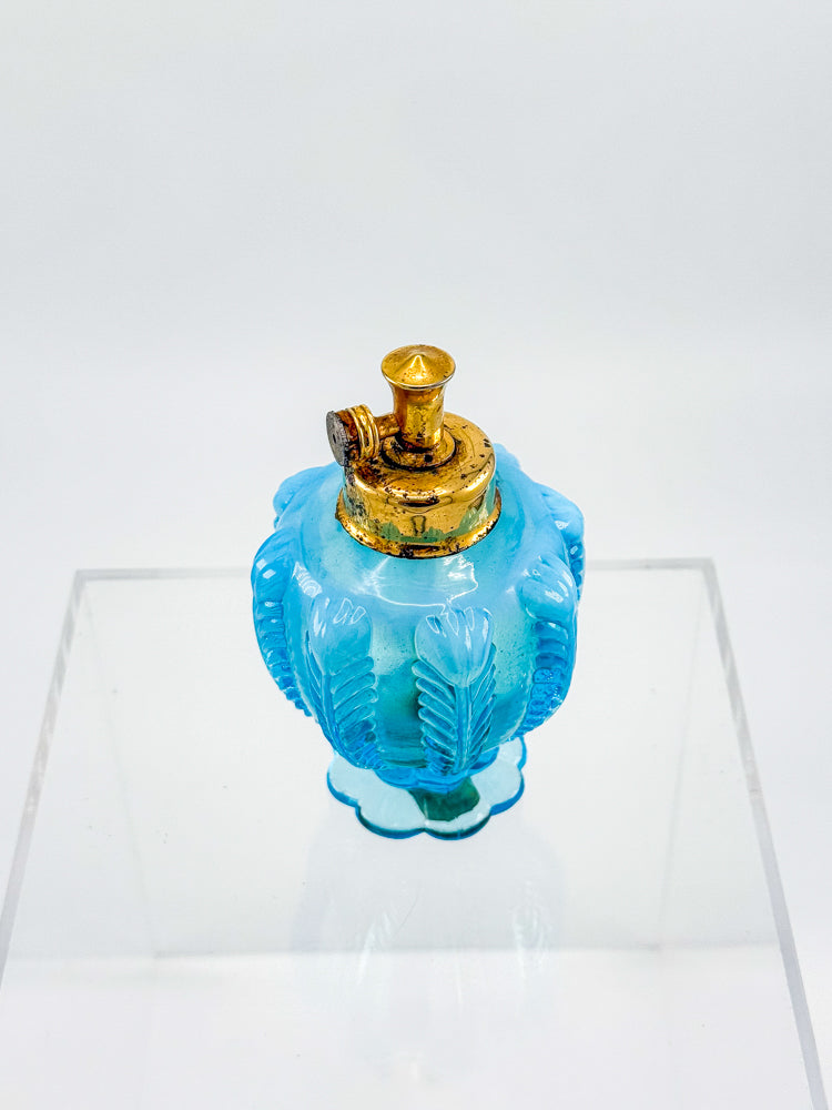 Vintage DeVilbiss Opalescent Blue Glass Perfume Bottle