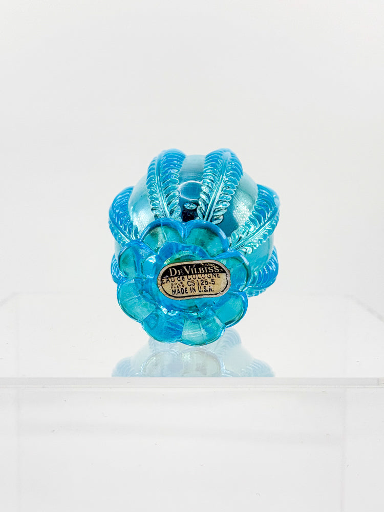 Vintage DeVilbiss Opalescent Blue Glass Perfume Bottle
