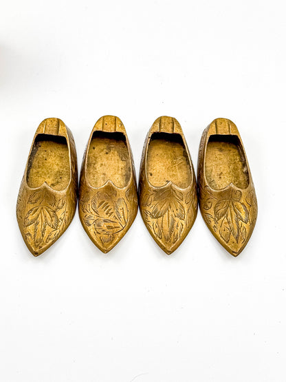 Vintage Brass Shoe Ashtrays & Boot - Set of 5