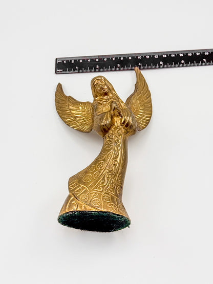 Vintage Brass Angel Candle Holder with Ornate Embossed Detail