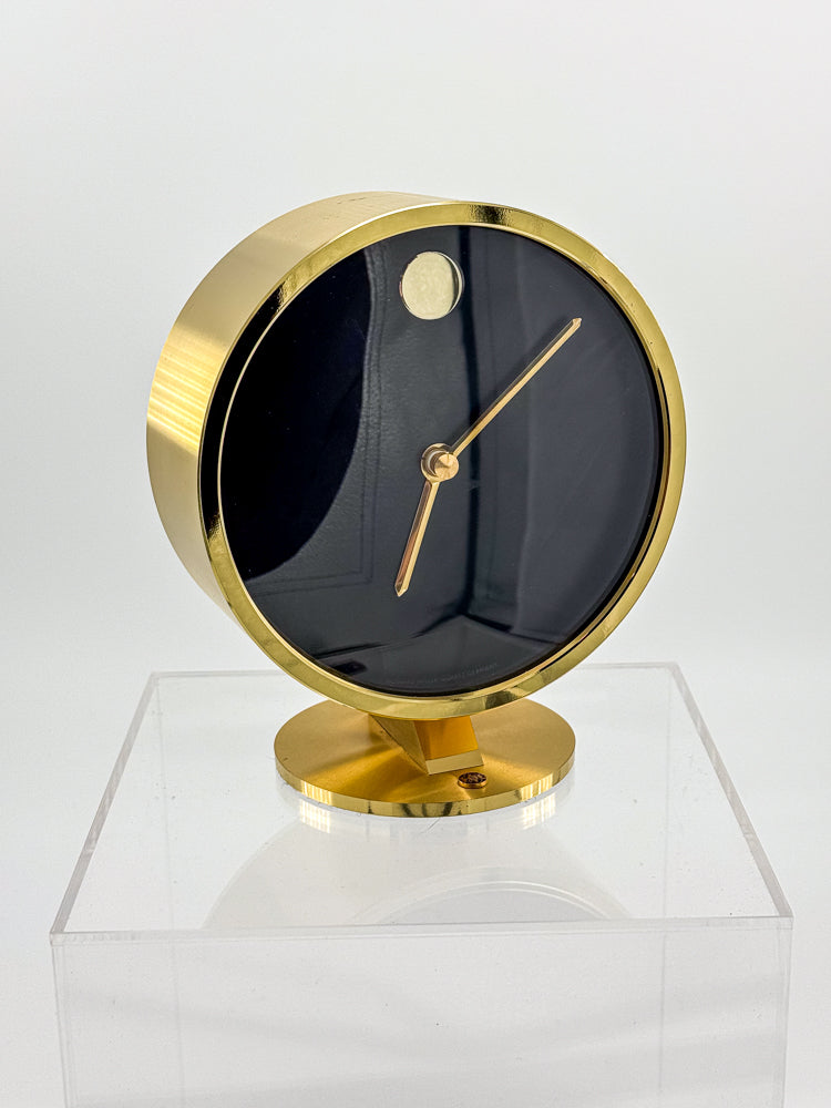 Vintage Howard Miller Brass Desk Clock with Black Face