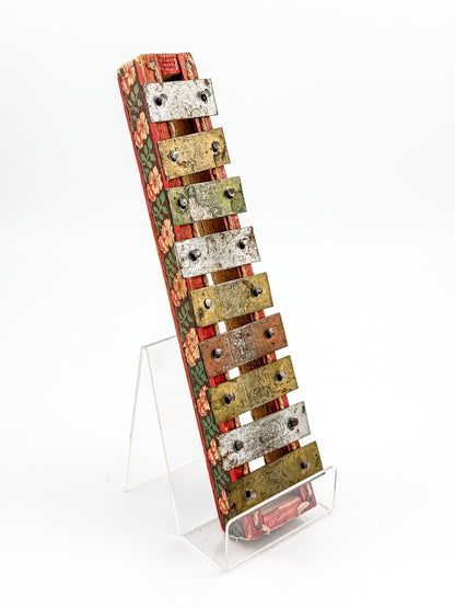 Vintage Miniature Xylophone — Floral Folk Instrument