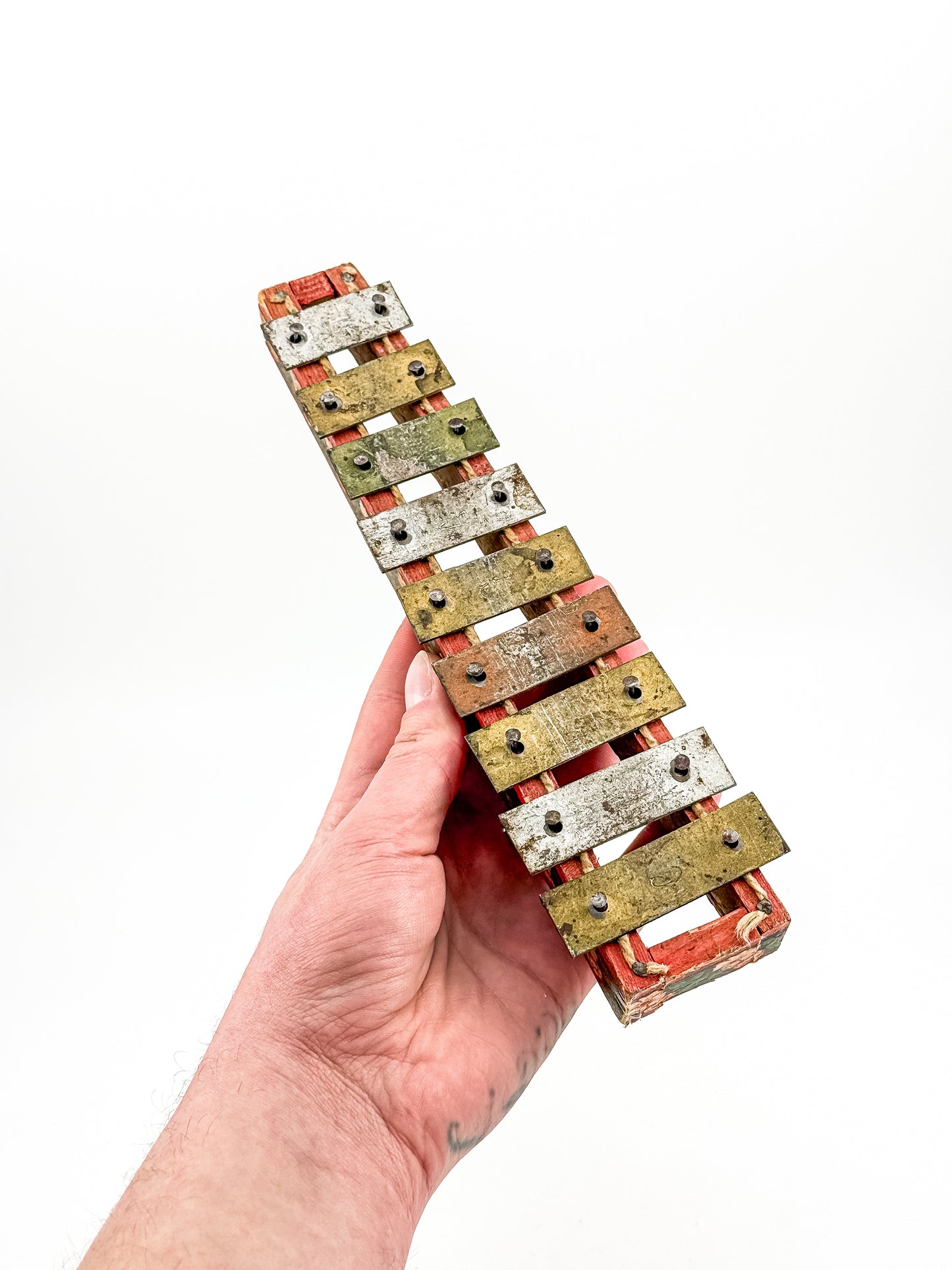 Vintage Miniature Xylophone — Floral Folk Instrument