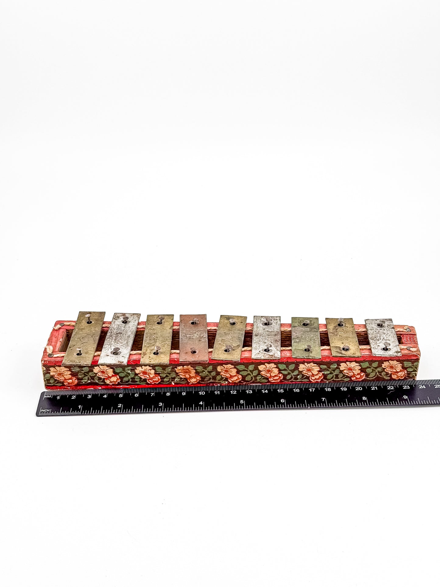 Vintage Miniature Xylophone — Floral Folk Instrument