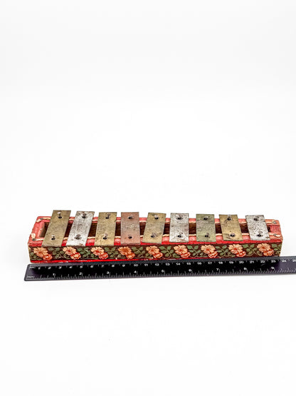 Vintage Miniature Xylophone — Floral Folk Instrument