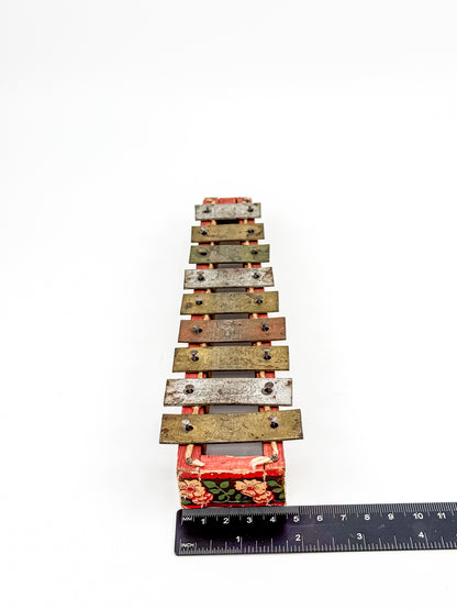 Vintage Miniature Xylophone — Floral Folk Instrument