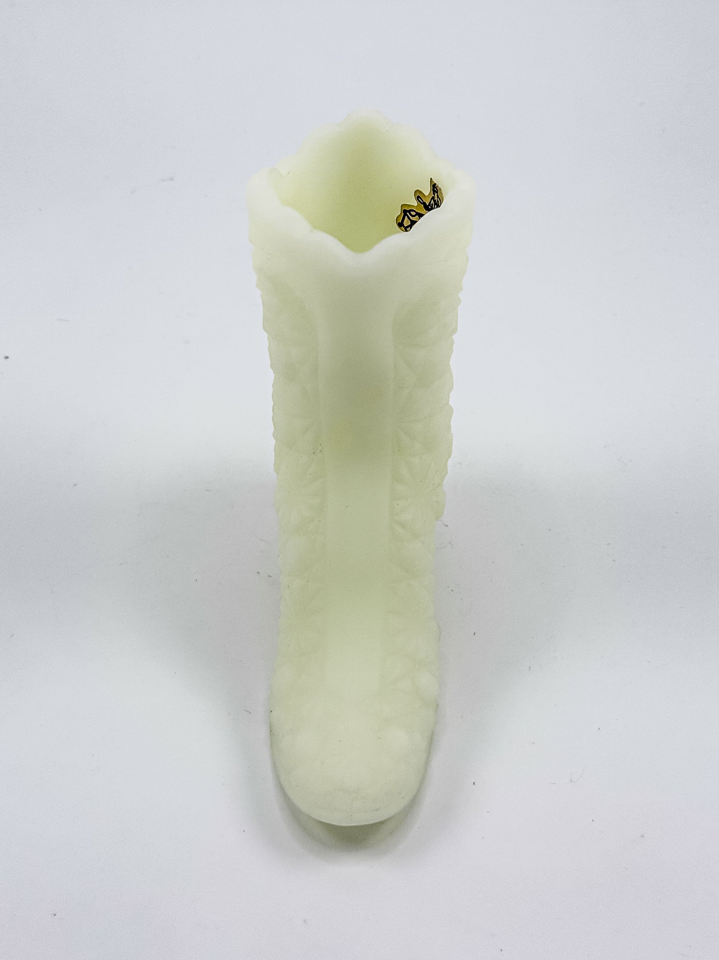Vintage Fenton Uranium Glass Boot – Daisy & Button Pattern