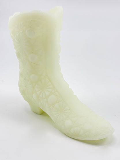 Vintage Fenton Uranium Glass Boot – Daisy & Button Pattern