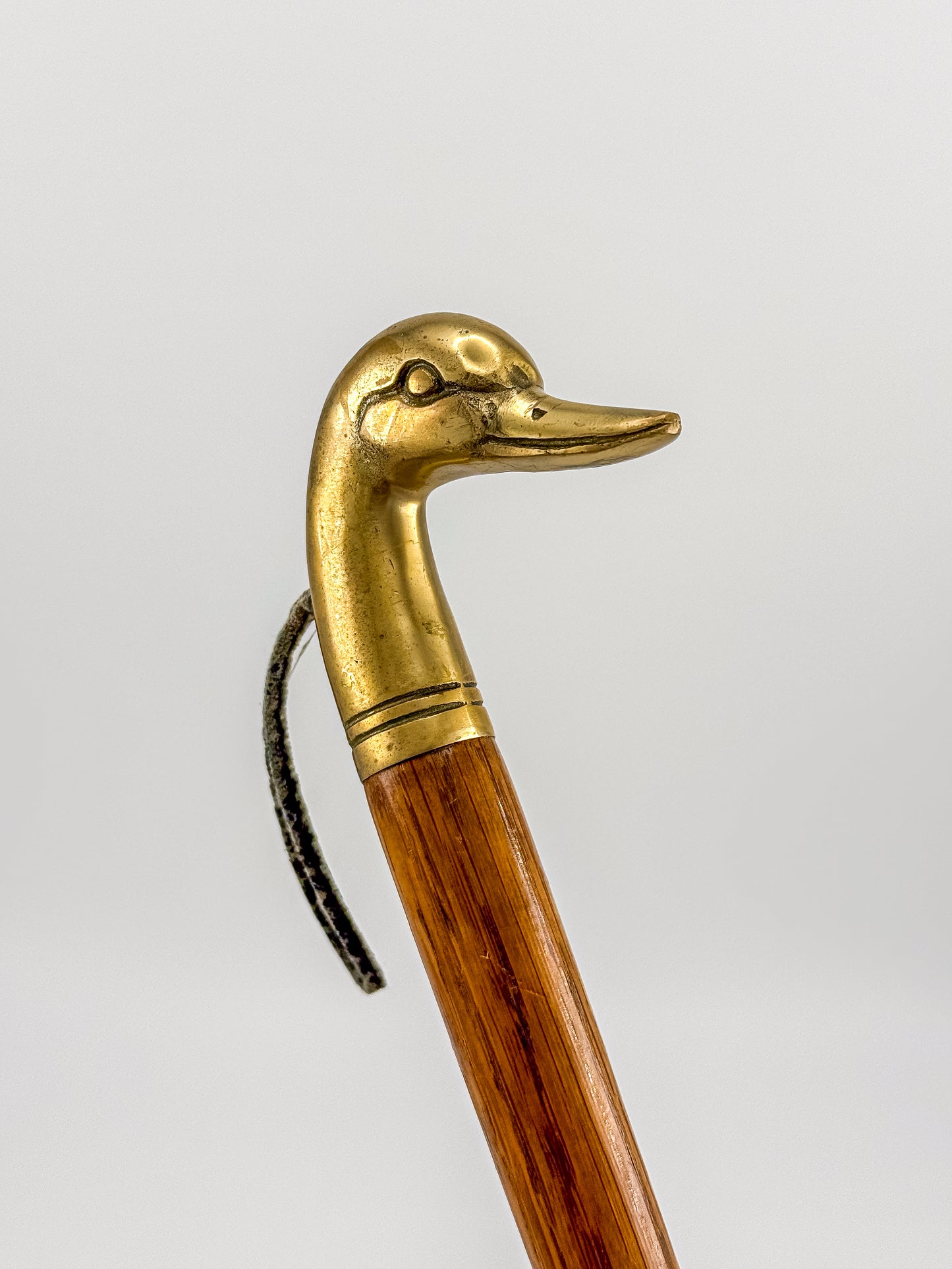 Vintage Brass Duck Head Shoe Horn with Wooden Handle