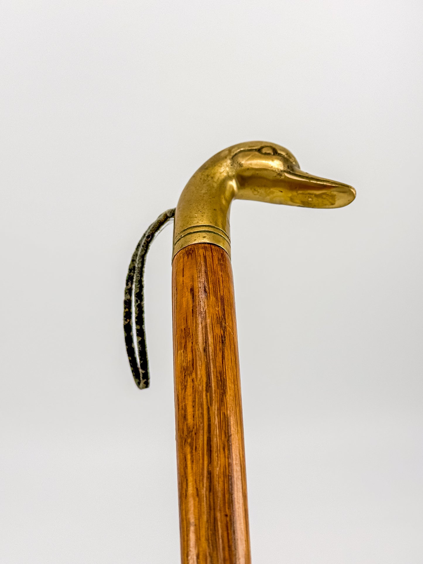 Vintage Brass Duck Head Shoe Horn with Wooden Handle