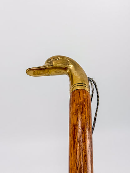 Vintage Brass Duck Head Shoe Horn with Wooden Handle