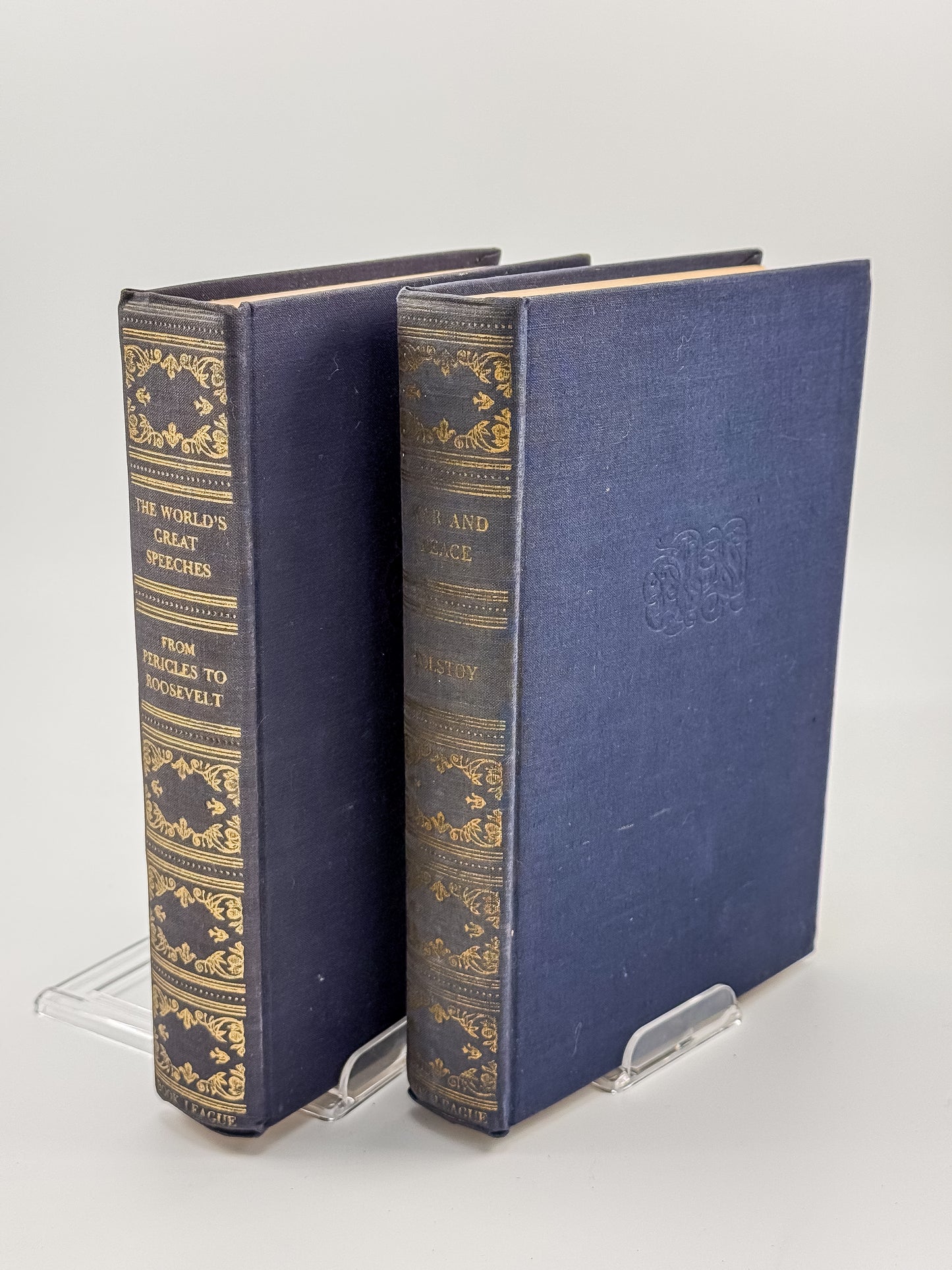 Vintage Book League of America Matched Set — War and Peace & The World's Great Speeches