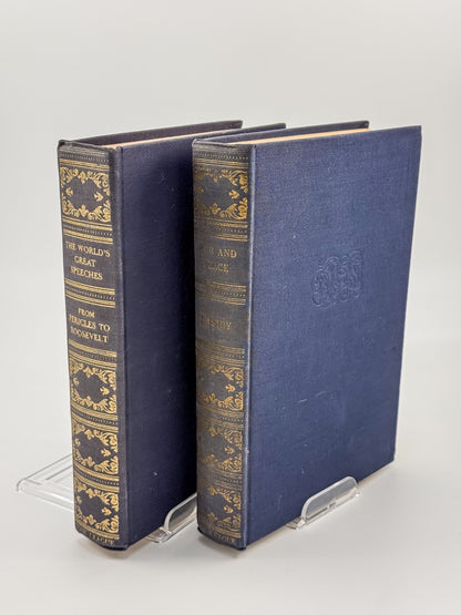 Vintage Book League of America Matched Set — War and Peace & The World's Great Speeches