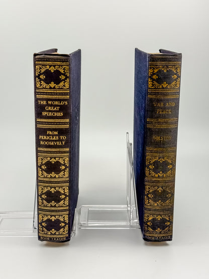 Vintage Book League of America Matched Set — War and Peace & The World's Great Speeches
