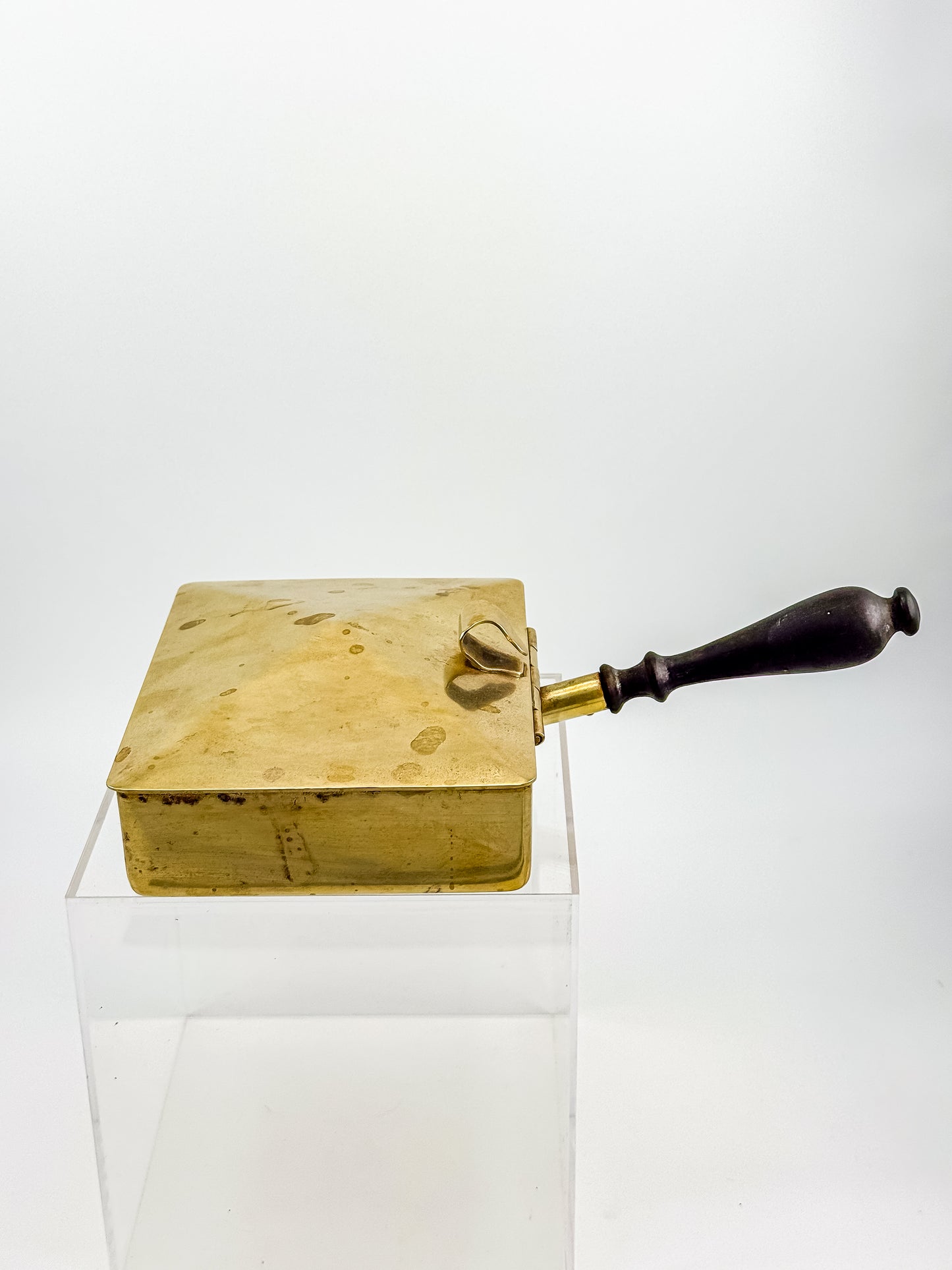 Vintage Unionair USA Brass Silent Butler — Pyramid Lid, Ebonized Wood Handle
