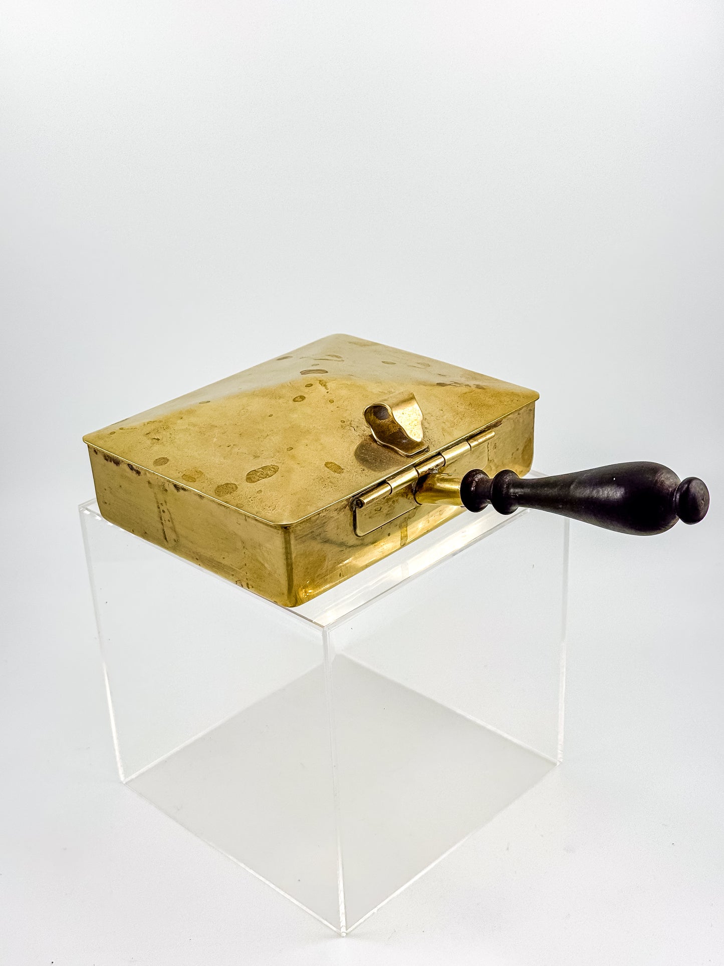 Vintage Unionair USA Brass Silent Butler — Pyramid Lid, Ebonized Wood Handle