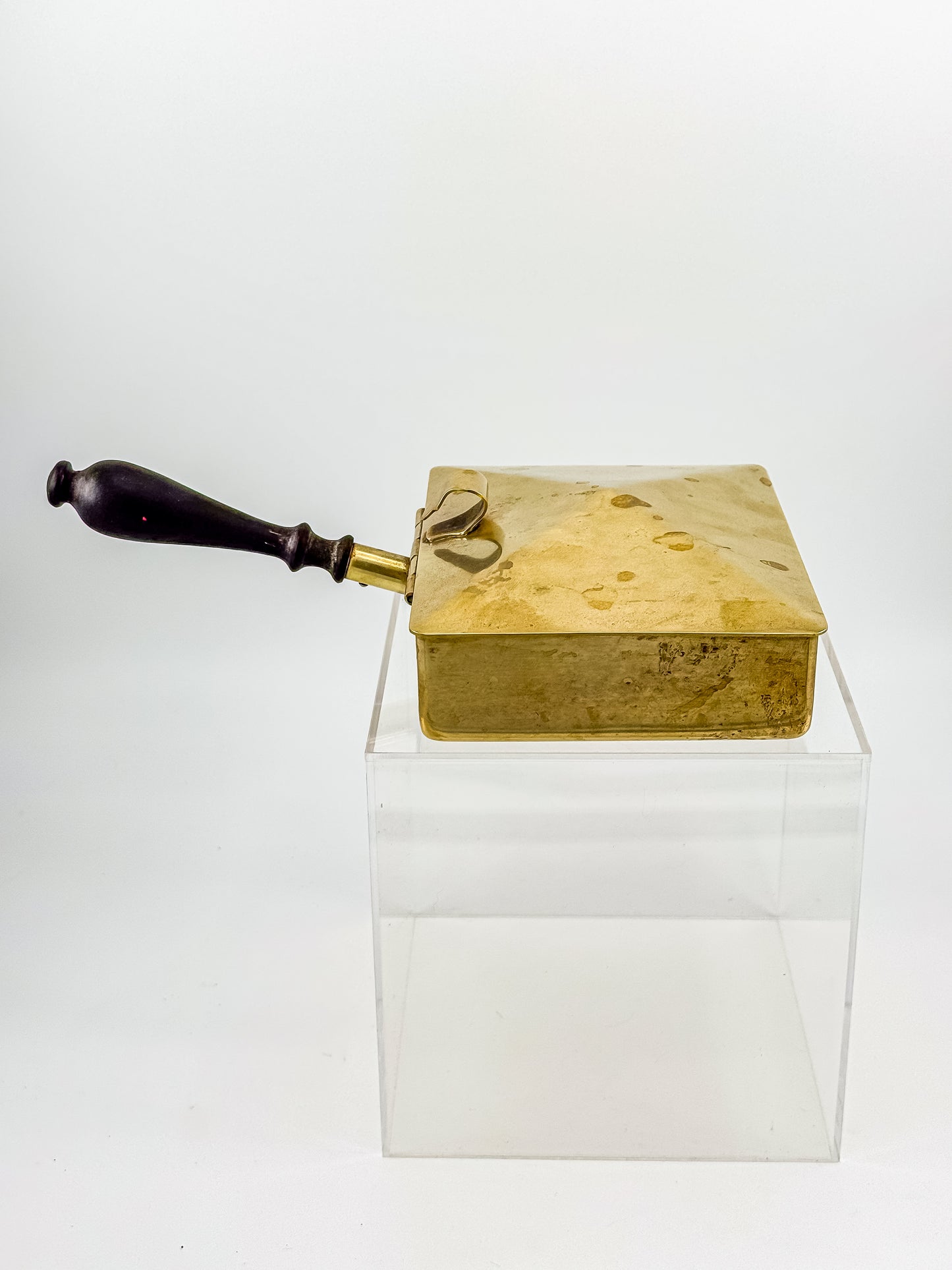 Vintage Unionair USA Brass Silent Butler — Pyramid Lid, Ebonized Wood Handle