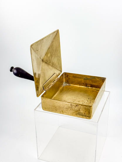 Vintage Unionair USA Brass Silent Butler — Pyramid Lid, Ebonized Wood Handle