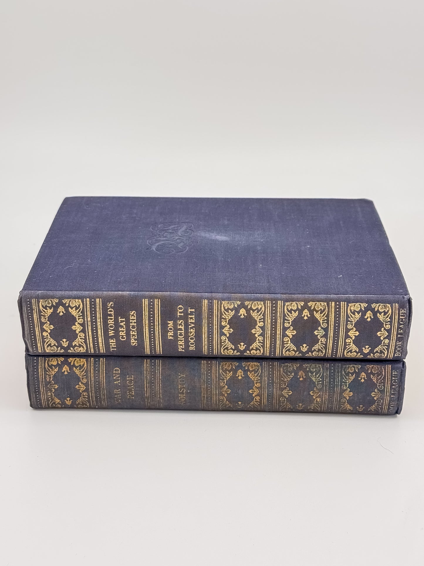 Vintage Book League of America Matched Set — War and Peace & The World's Great Speeches
