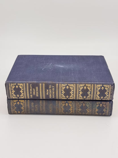 Vintage Book League of America Matched Set — War and Peace & The World's Great Speeches