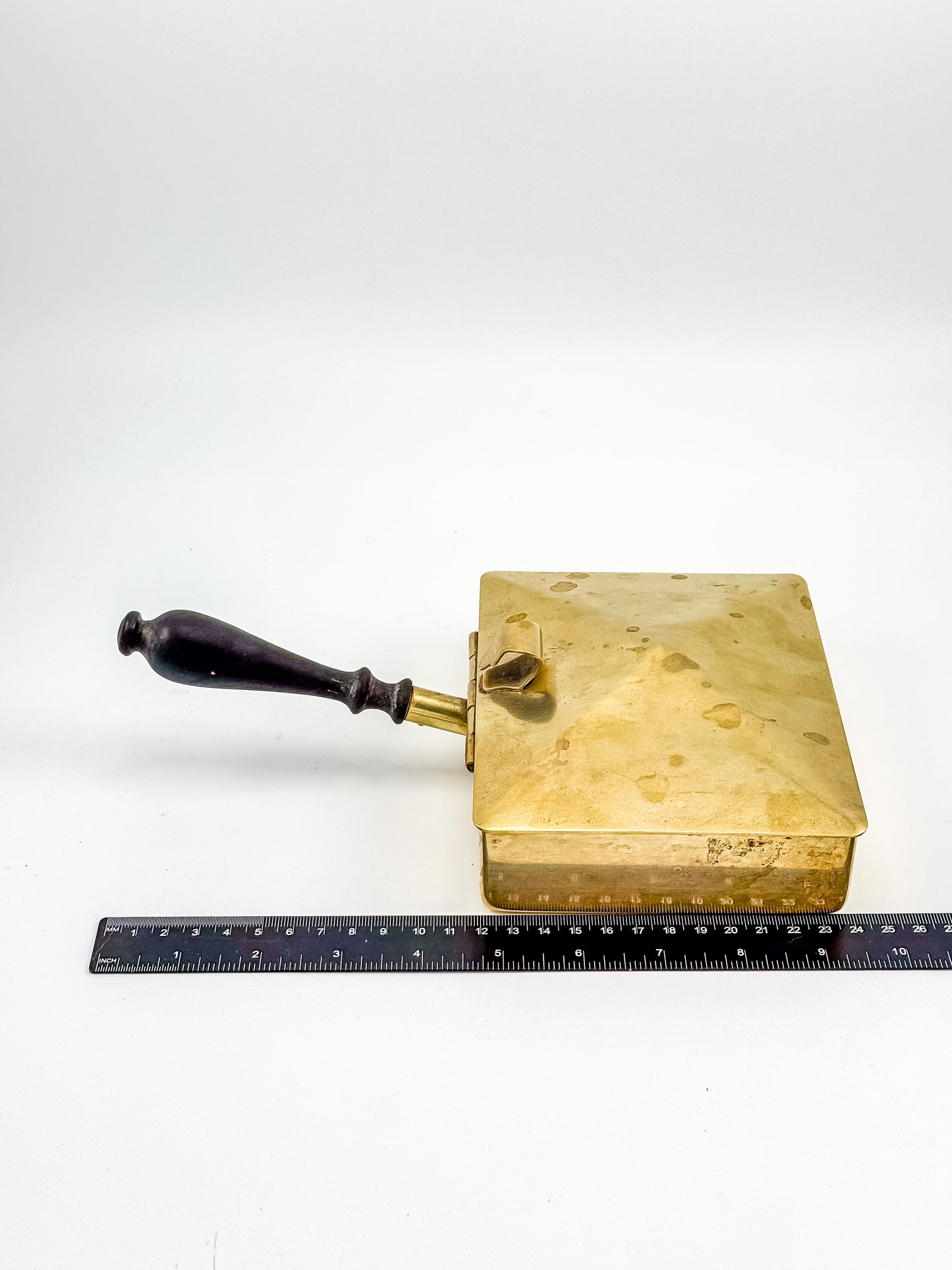 Vintage Unionair USA Brass Silent Butler — Pyramid Lid, Ebonized Wood Handle