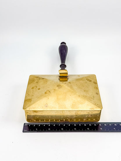 Vintage Unionair USA Brass Silent Butler — Pyramid Lid, Ebonized Wood Handle