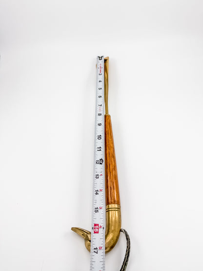 Vintage Brass Duck Head Shoe Horn with Wooden Handle