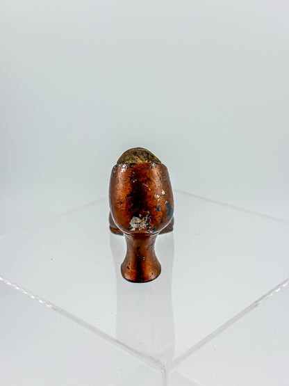 Antique Miniature Shoe Pin Cushion with Embossed Medallion
