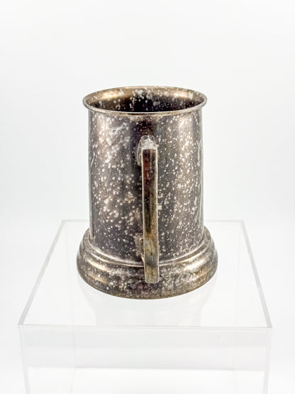 Vintage Metal Tankard Mug — Engraved Monogram GP, Clear Bottom, Made in Hong Kong