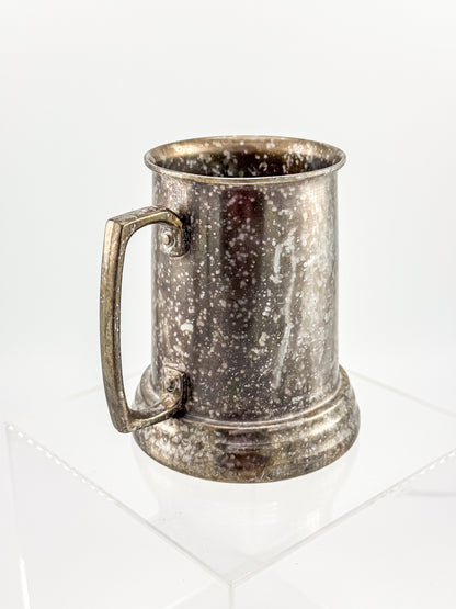 Vintage Metal Tankard Mug — Engraved Monogram GP, Clear Bottom, Made in Hong Kong