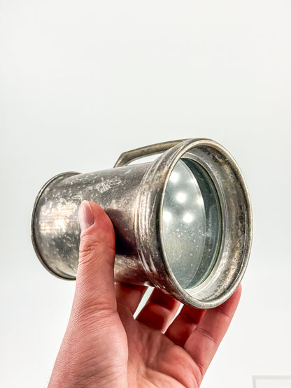 Vintage Metal Tankard Mug — Engraved Monogram GP, Clear Bottom, Made in Hong Kong