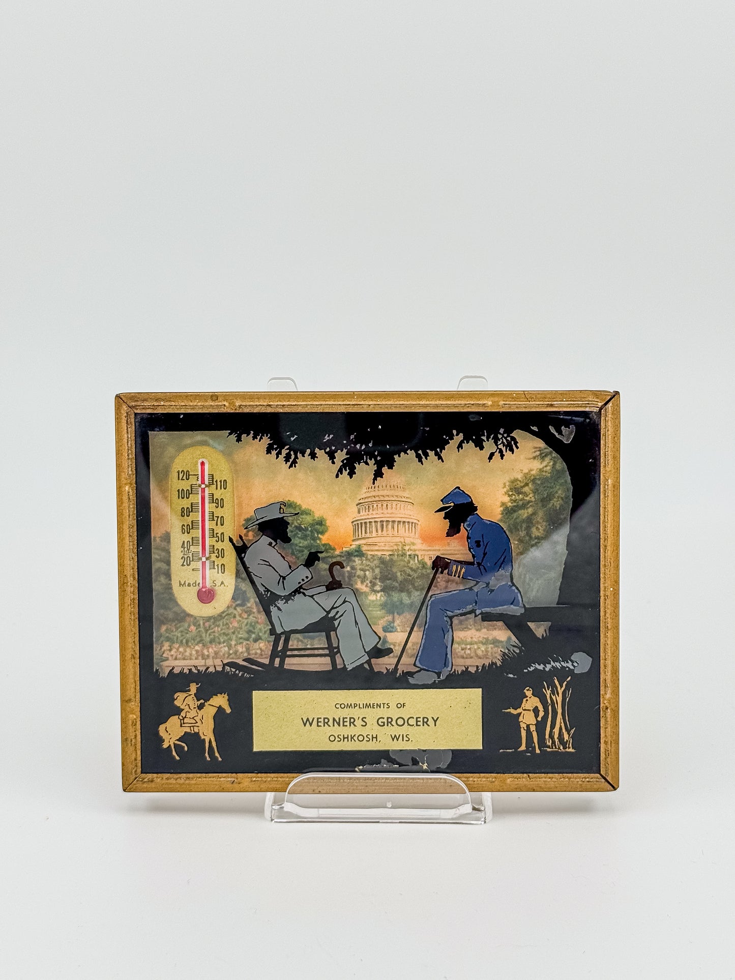 Vintage Civil War Advertising Thermometer — Werner's Grocery, Oshkosh WI
