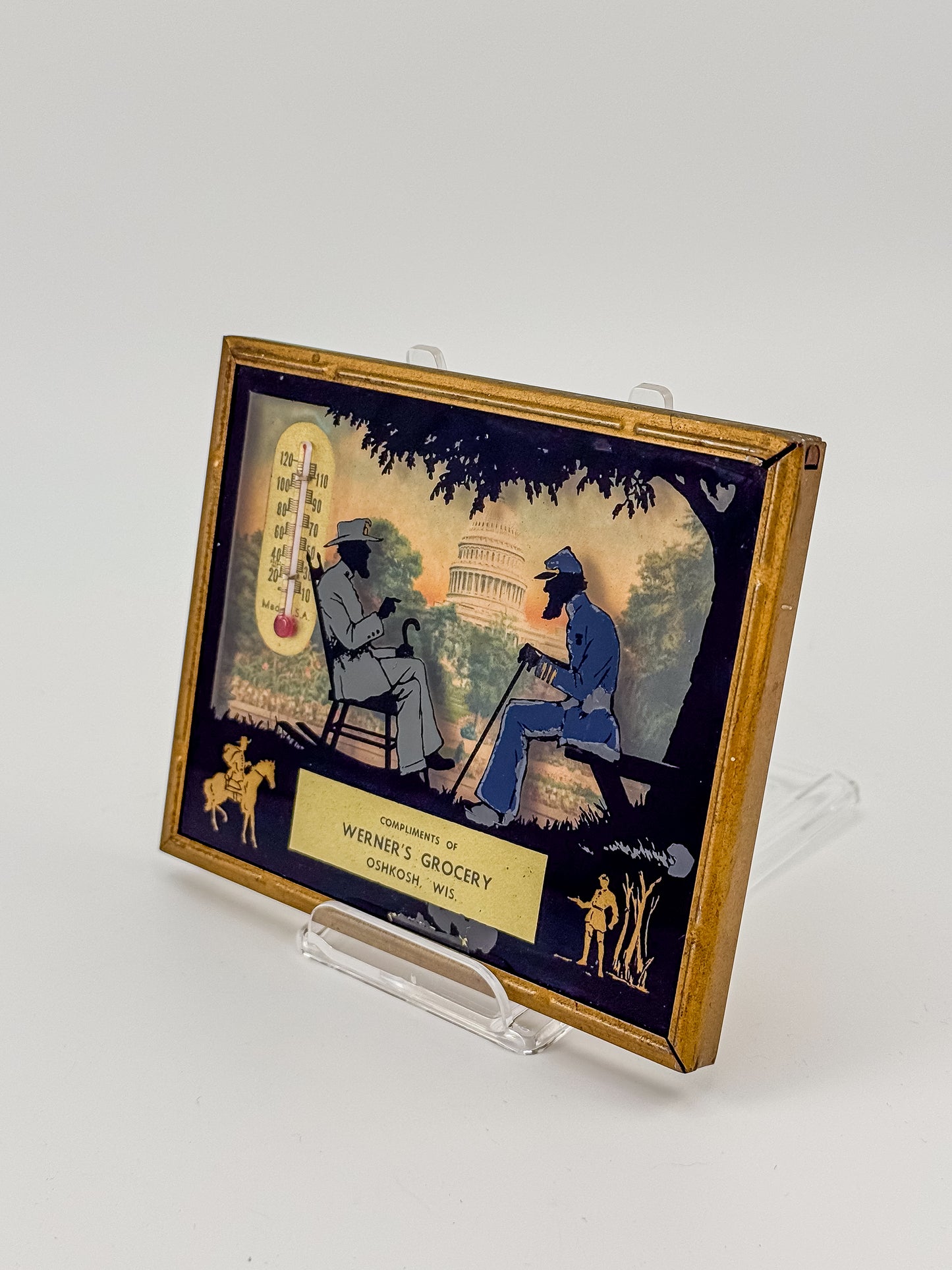 Vintage Civil War Advertising Thermometer — Werner's Grocery, Oshkosh WI
