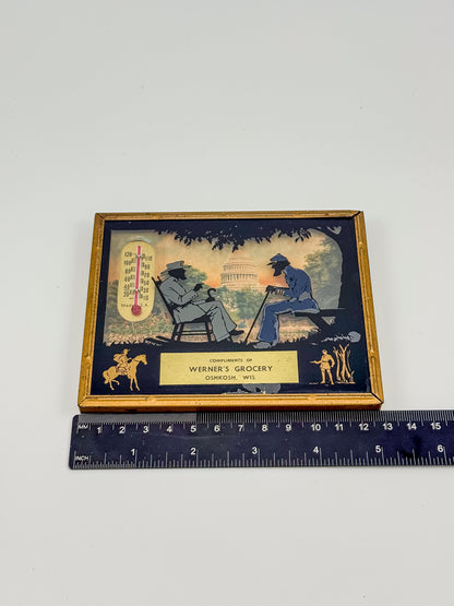 Vintage Civil War Advertising Thermometer — Werner's Grocery, Oshkosh WI
