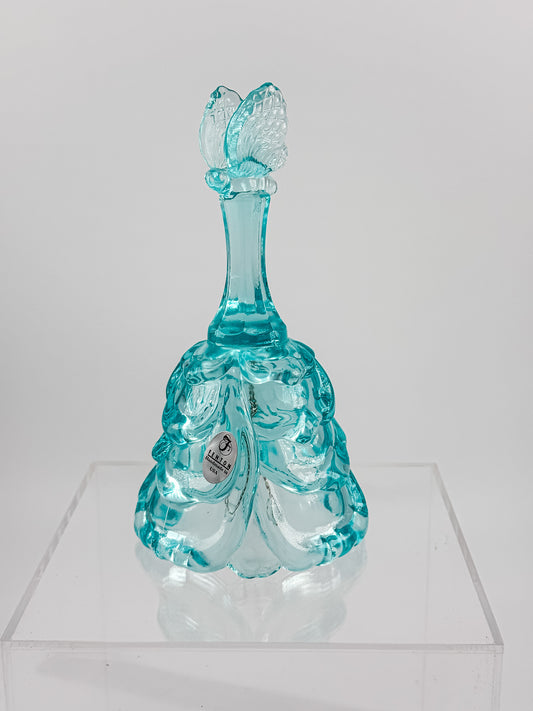 Fenton Art Glass Aqua Butterfly Bell — Handmade in USA