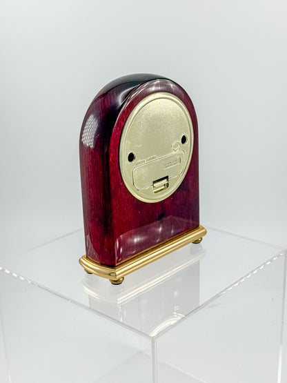 Vintage Danbury Mahogany Arch Desk Clock — Quartz, Gold-Tone Brass Base