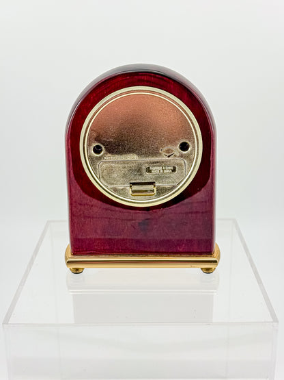 Vintage Danbury Mahogany Arch Desk Clock — Quartz, Gold-Tone Brass Base