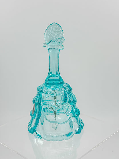 Fenton Art Glass Aqua Butterfly Bell — Handmade in USA