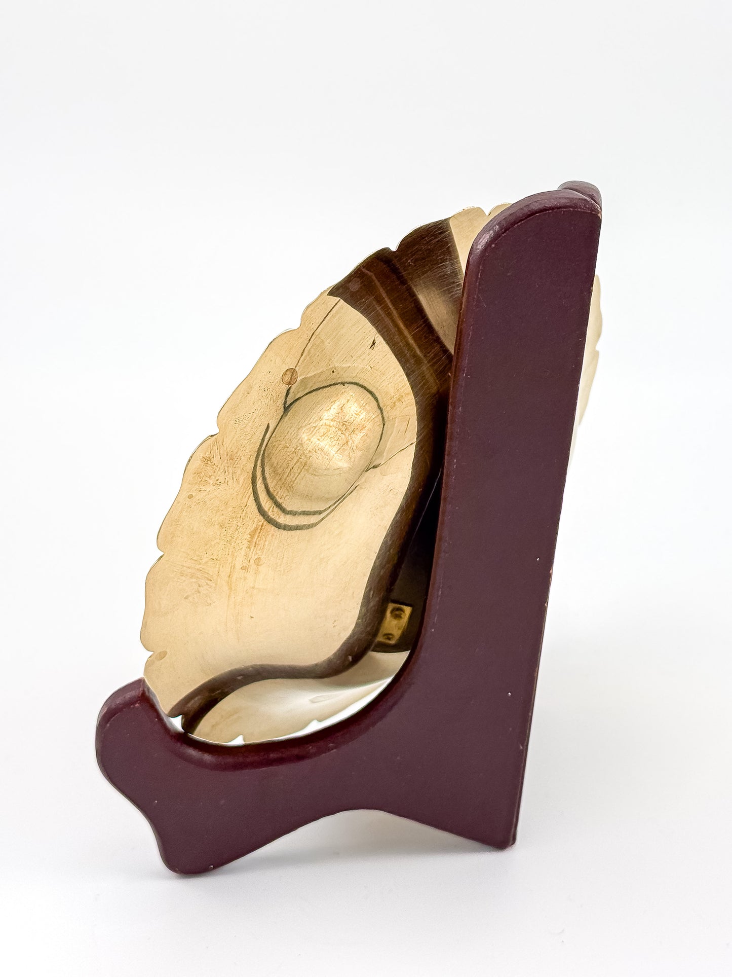 Floral Enameled Brass Plate with Scalloped Edge