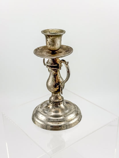 Pewter Repro Works 1995 Colonial Style Handled Chamberstick Candleholder