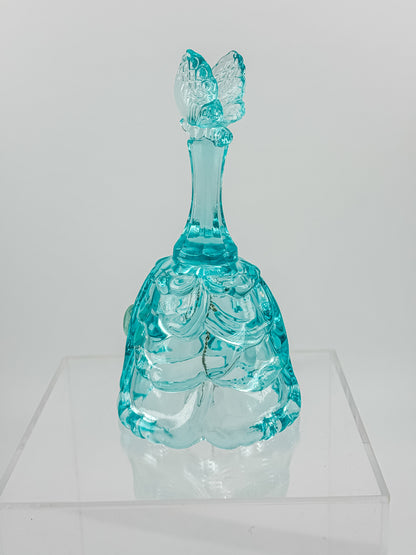 Fenton Art Glass Aqua Butterfly Bell — Handmade in USA
